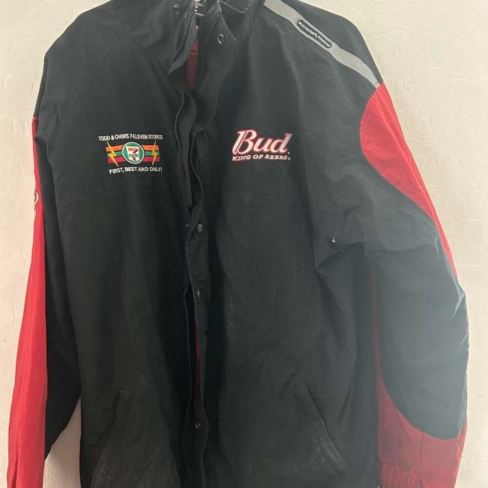 Bud King Racing 7-Eleven Jacket Size XL Black Red Staff Windbreaker